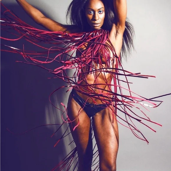 DarkestStarUK - OOAK - Leather Fringe Collar.Black leather collar/Magenta Fringe - Picture 6 of 12